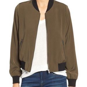 Mural olive green bomber jacket